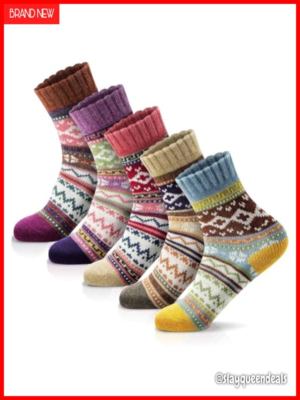 Wool Cotton Crew Socks Thick Warm Winter Christmas